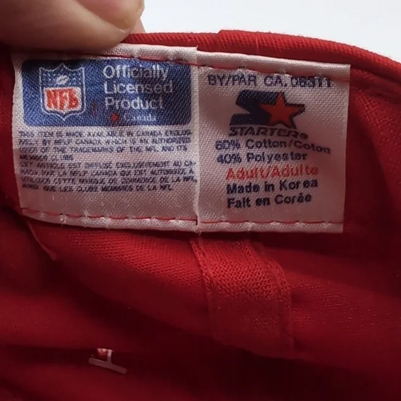 Starter|NWT Vintage NFL San Francisco 49ers Red Sports Cap Snap Back Green Brim - Picture 10 of 12